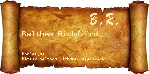 Balthes Richárd névjegykártya